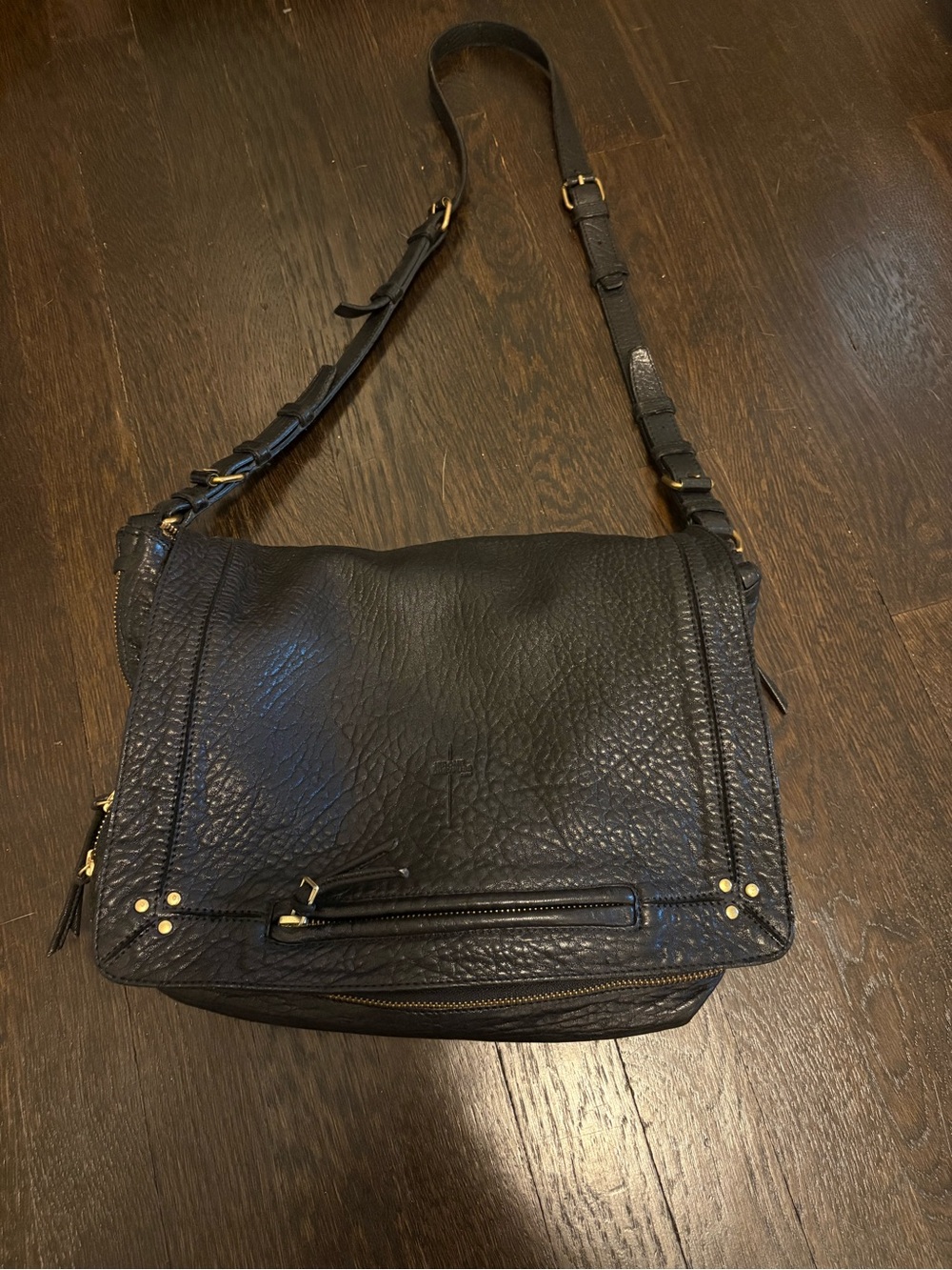Jerome Dreyfuss Albert Black Leather Crossbody Shoulder Bag with flashlight